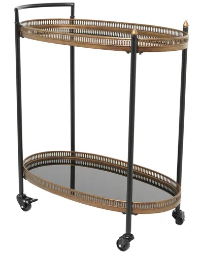 Peyton Lane Traditional With Caster Wheels Brass Metal Bar Cart