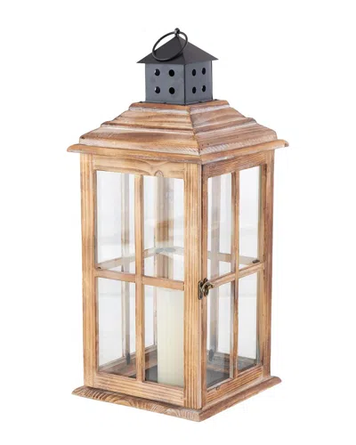 Peyton Lane Traditional Wood Candle Lantern In Brown
