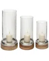 Peyton Lane Traditional Wood Hurricane Lamp Set In Brown