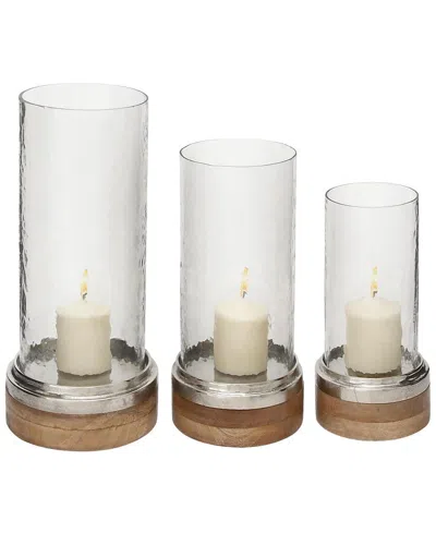 PEYTON LANE PEYTON LANE TRADITIONAL WOOD HURRICANE LAMP SET