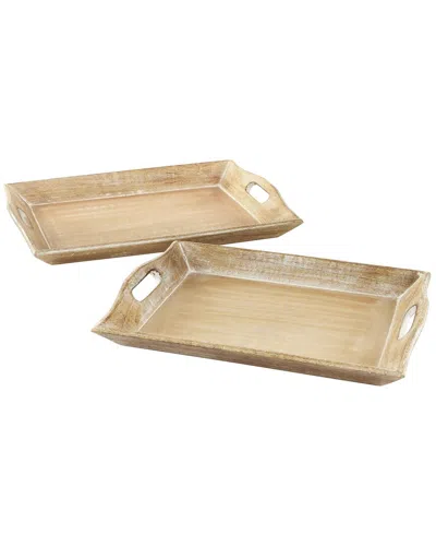 Peyton Lane Traditional Wooden Tray Set In Brown