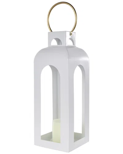 Peyton Lane Transitional Metal Candle Lantern In White