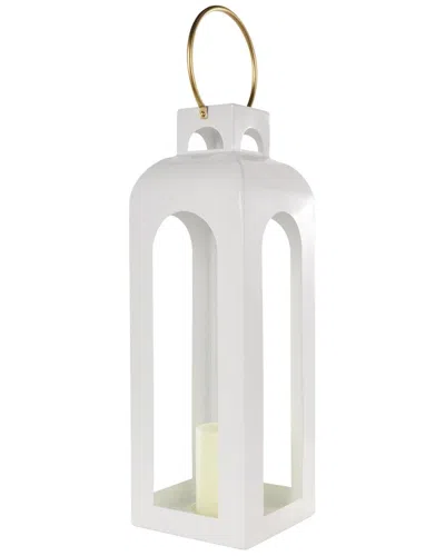 Peyton Lane Transitional Metal Candle Lantern In White