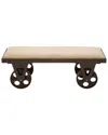 Peyton Lane Upholstered Metal Bench With Wheels