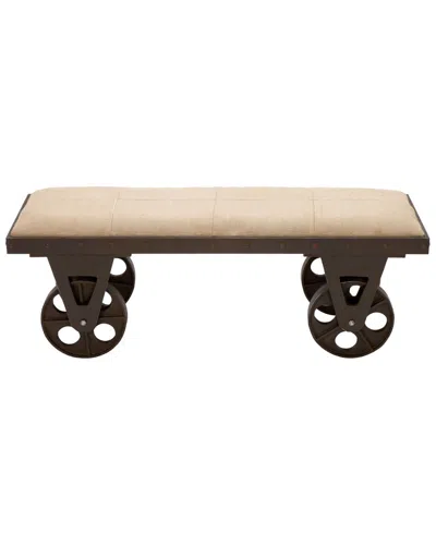 Peyton Lane Upholstered Metal Bench With Wheels