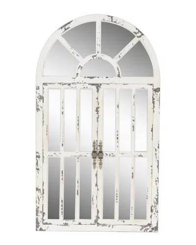 Peyton Lane Vintage Geometric Wood Wall Mirror In White