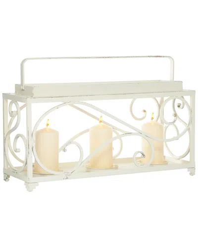 Peyton Lane Vintage Rectangle Metal Candle Holder In White