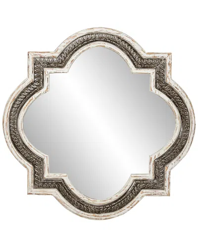 Peyton Lane Vintage Styled Distressed Quatrefoil Framed Wall Mirror In Brown