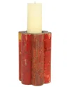 Peyton Lane Vintage Wood Candle Holder In Red