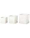 Peyton Lane White Ceramic Wavy Ribbed Indoor Outdoor Planter