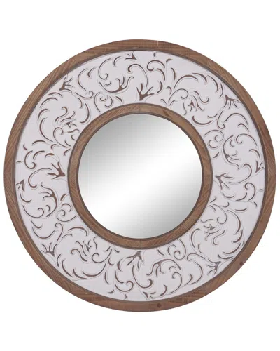 Peyton Lane White Farmhouse Wood Wall Mirror In Brown