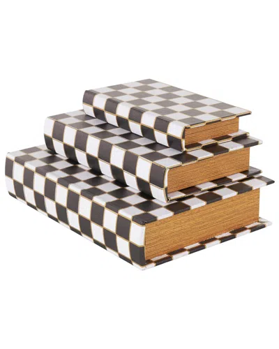 Peyton Lane White Faux Leather Faux Book Storage Decorative B In Black