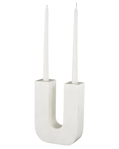 Peyton Lane White Marble Abstract U Shaped Decorative Candle H