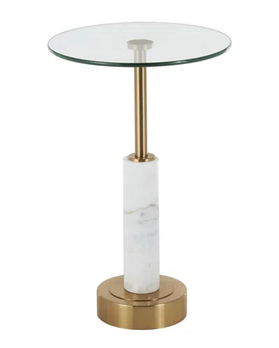 Peyton Lane White Marble Round Side End Accent Ta