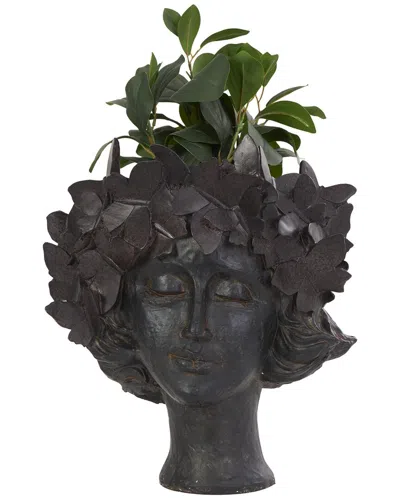 Peyton Lane Woman Head Planter With Butterfly Accents In Bronze
