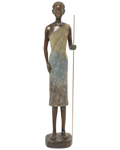 Peyton Lane Woman Polystone Standing African Sculpture With Intricate Details In Brown