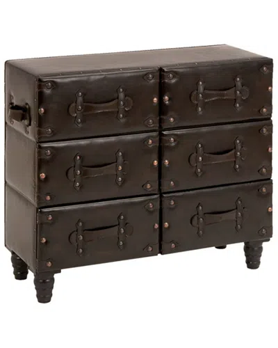 Peyton Lane Wood & Leather Cabinet In Black
