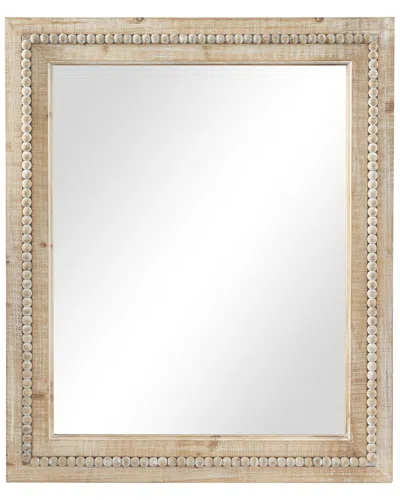 Peyton Lane Wood Distressed Wall Mirror With Beaded Detailing In Brown