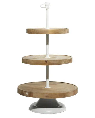 Peyton Lane Wood Farmhouse Tiered Server In Brown