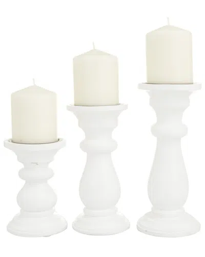 Peyton Lane Wood French Country Candle Holder In White