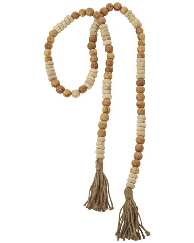 Peyton Lane Wood Handmade Beaded Garland With Tassel In Brown
