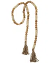 Peyton Lane Wood Handmade Beaded Garland With Tassel In Brown