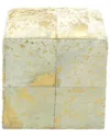 Peyton Lane Wood Leather Hide Gold Ottoman In Gold