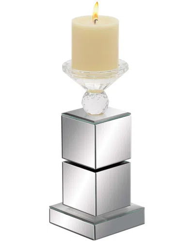 Peyton Lane Wood Mirrored Candleholder In Silver