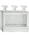 Peyton Lane Wood Pillar 3 Plate Candle Holder With Mirrored Accents And  Crystals In Silver