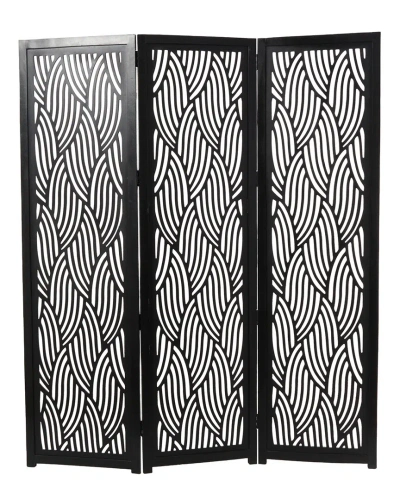 Peyton Lane Wooden 3-panel Room Divider Screen In Black