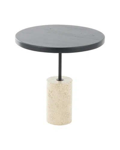 Peyton Lane Wooden Accent Table With Marble Base In Black