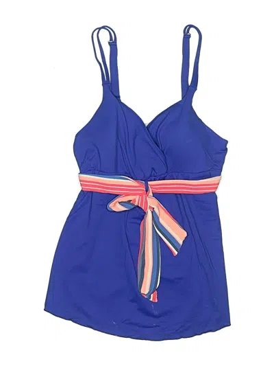 Pre-owned Pez D'or Swimsuit Top Blue Color Block Pattern Swimwear