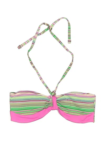 Pre-owned Pez D'or Swimsuit Top Pink Stripes Pattern Swimwear