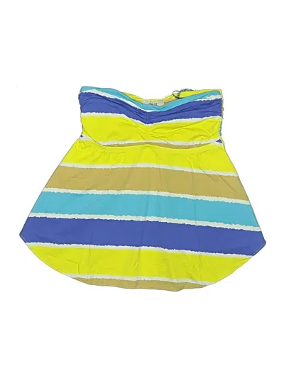 Pre-owned Pez D'or Swimsuit Top Yellow Stripes Pattern Swimwear