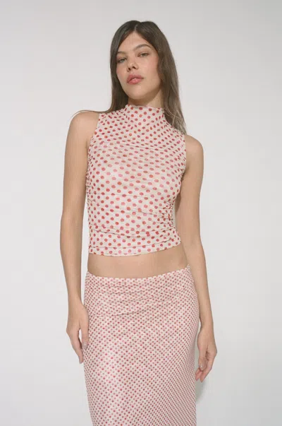 Pf24 Cam Top In White Polka Dot