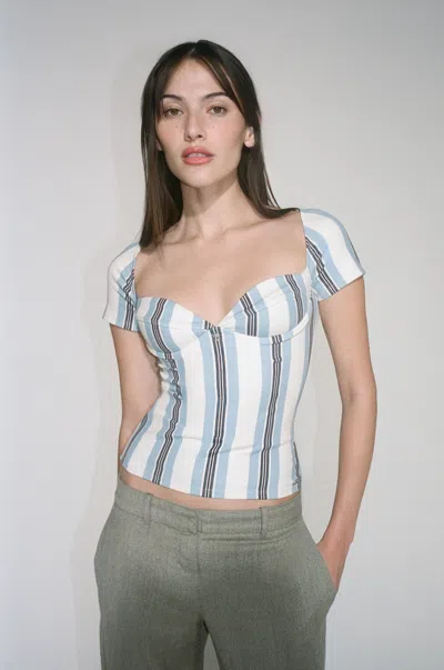 Pf24 Olivia Top In Black And Blue Stripe