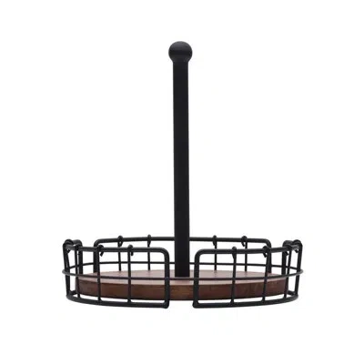 Pfaltzgraff Anvil Cage Iron And Mango Wood Condiment Caddy In Black