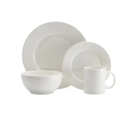 Pfaltzgraff Basketweave 16-piece Porcelain Dinnerware Set, Service For 4 In White