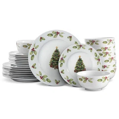 Pfaltzgraff Christmas Day 24-piece Porcelain Dinnerware Set, Service For 8 In Multicolor