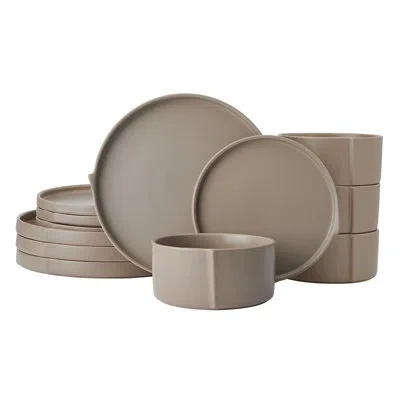 Pfaltzgraff Contemporary Edge 12-piece Dinnerware Set, Service For 4 In Brown