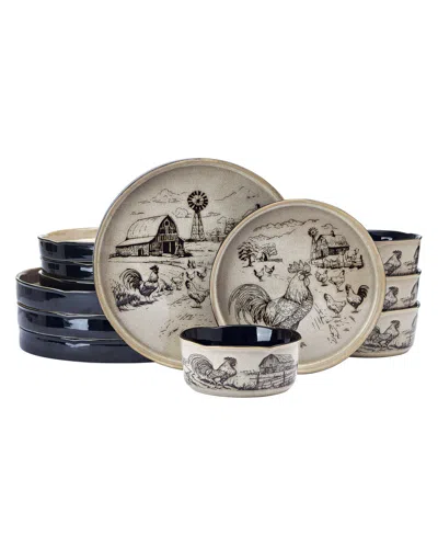 Pfaltzgraff Farmyard Rooster 12-pc. Dinnerware Set, Service For 4 In Brown