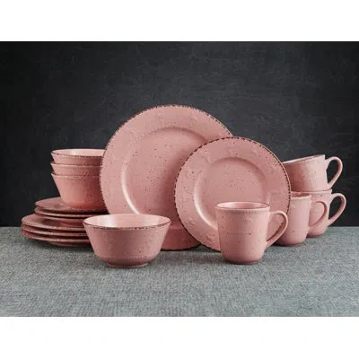 Pfaltzgraff Flamingo 16-piece Stoneware Dinnerware Set, Service For 4 In Rose