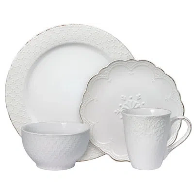 Pfaltzgraff French Lace 16-piece Stoneware Dinnerware Set, Service For 4 In White