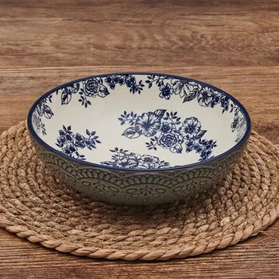 Pfaltzgraff Gabriela 8 In. Pasta Bowls In Blue;white