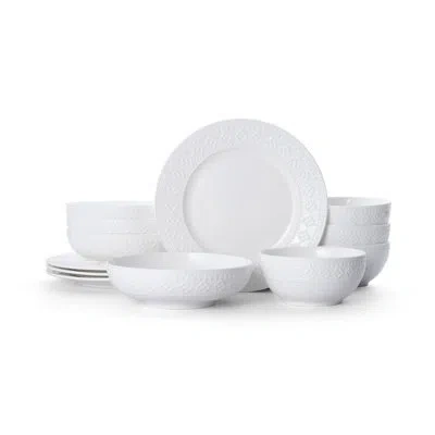 Pfaltzgraff Haisley 12-piece Porcelain Dinnerware Set, Service For 4 In White