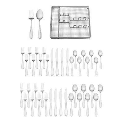 Pfaltzgraff Linden 42-piece Stainless Steel Flatware Set With Caddy, Service For 8