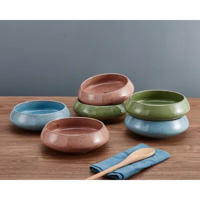 Pfaltzgraff Modern Speckled 27 Oz. Stoneware All-purpose Bowls In Blue;brown;green