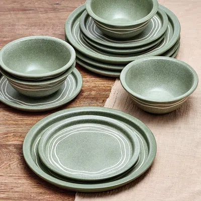 Pfaltzgraff Natures Pallet 12-piece Dinnerware Set, Service For 4 In Green
