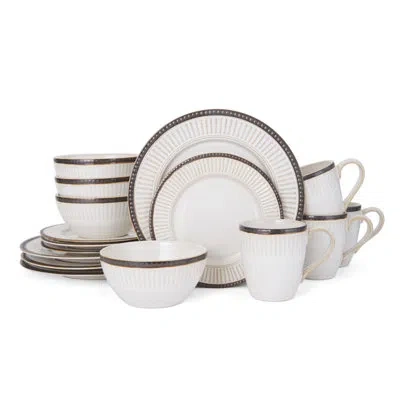 Pfaltzgraff Promenade Column 16-piece Stoneware Dinnerware Set, Service For 4 In White