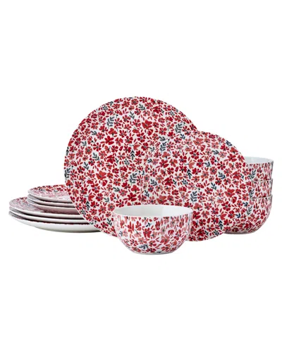 Pfaltzgraff Radiant Blossom 12-pc. Dinnerware Set, Service For 4 In Red
